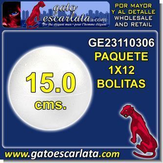Lee el articulo completo BOLAS DE ESTEREOFON POLIESTIRENO DIAMETRO 15 CENTIMETROS - PAQUETE DE 12 UNIDADES