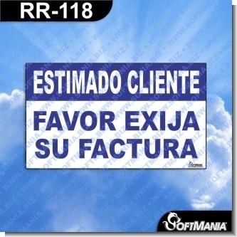 Lee el articulo completo Rotulo Prefabricado - ESTIMADO CLIENTE FAVOR EXIJA SU FACTURA